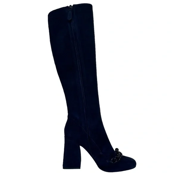 Tory Burch Boots Addison 95 MM Lancaster Suede Royal Navy Blue Size 9 M Medium - Picture 7 of 17
